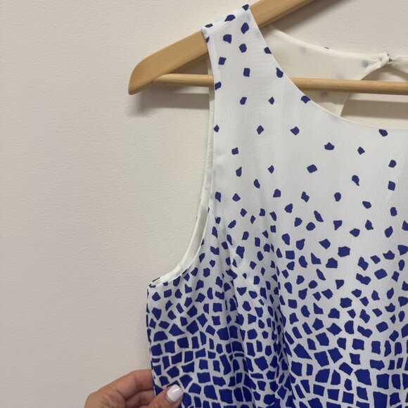 NWT Eliza J Missy Sleeveless Belt Fit+Flare Blue White Midi Dress MSRP $138 Size - Picture 6 of 11